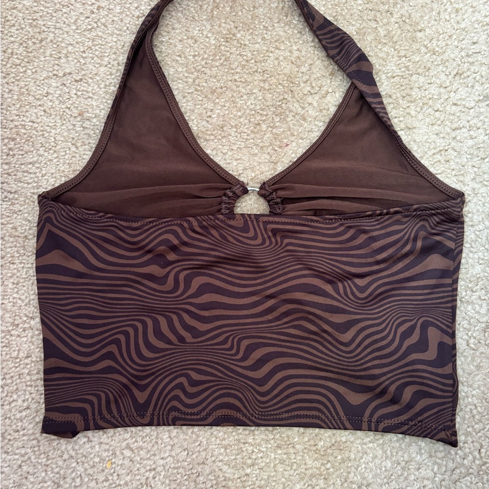 H&M Brown Patterned Halter Tank Top - Picture 3 of 3